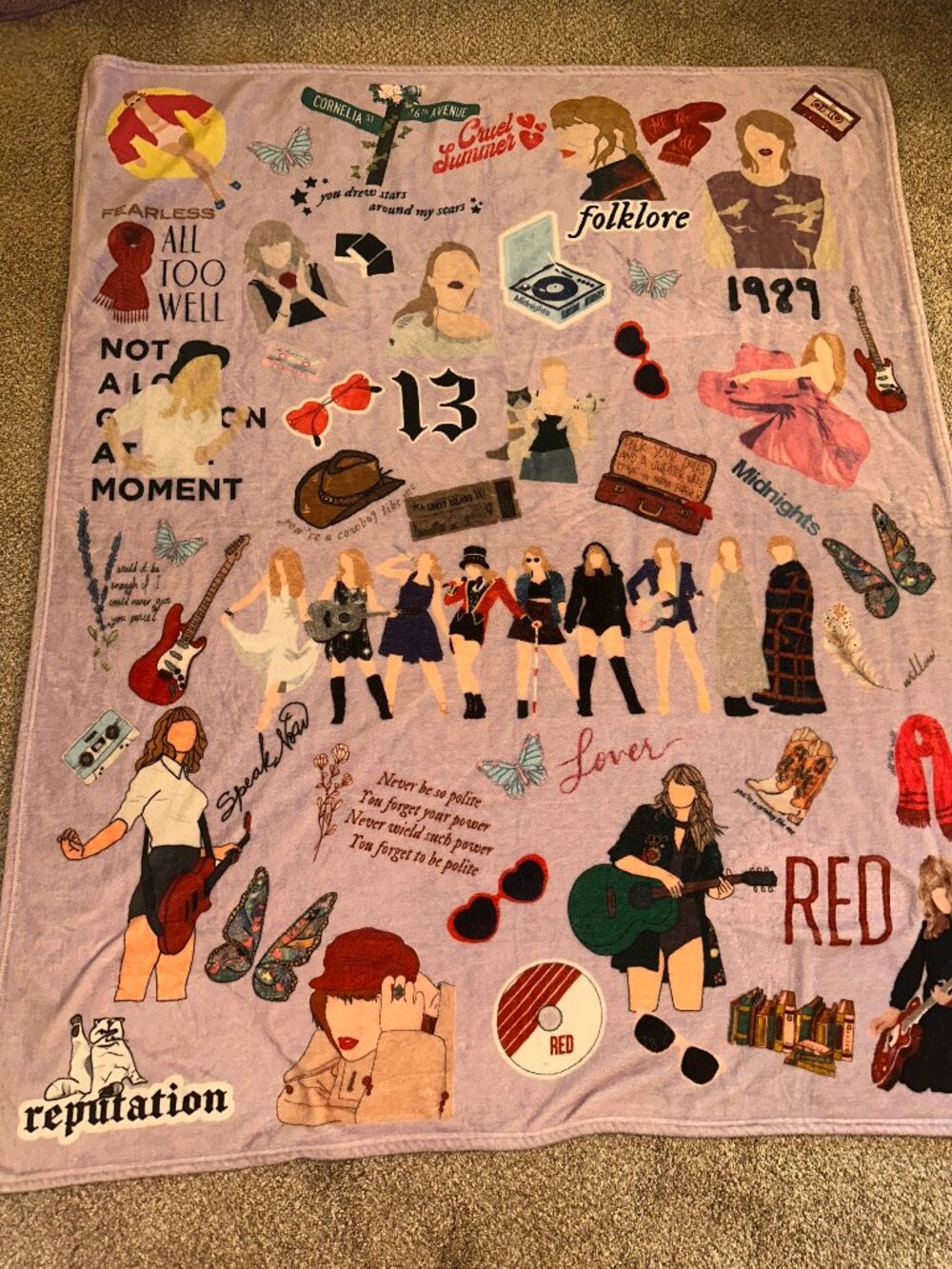 Taylor Swift Throw Blanket 49x59" fleece Machine Wash purple lightweight